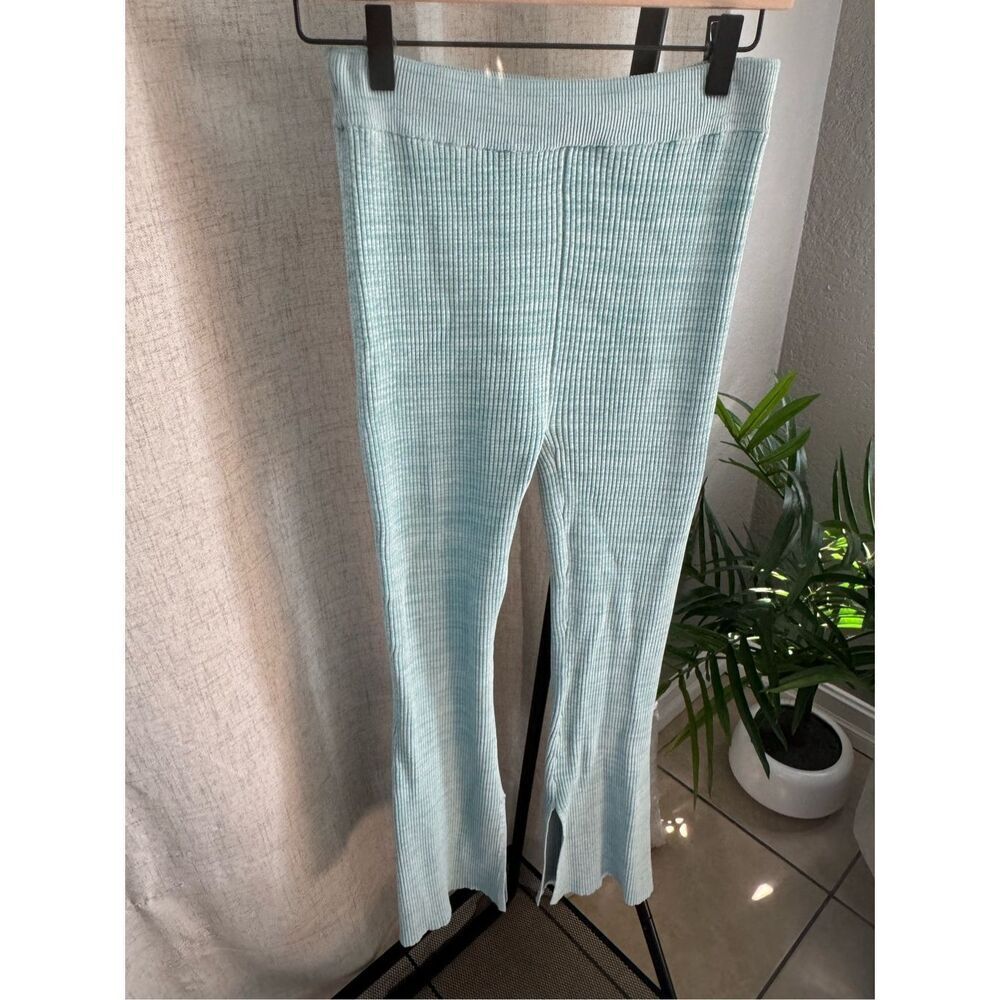 Revolve Le Ore Rimini Rib Knit Flared  Pull On Pants Trousers Small Split‎ Him - Picture 2 of 8